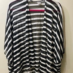 Black/white lightweight striped cardigan